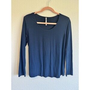 Soma Women's Solid Navy Blue Round Neck Long Sleeve Cool Nights Shirt Medium